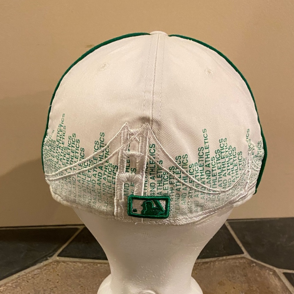 Y2K New Era 59FIFTY Oakland Athletics Embroidered Wordmark Cap White Green 7 5/8 - Picture 5 of 12